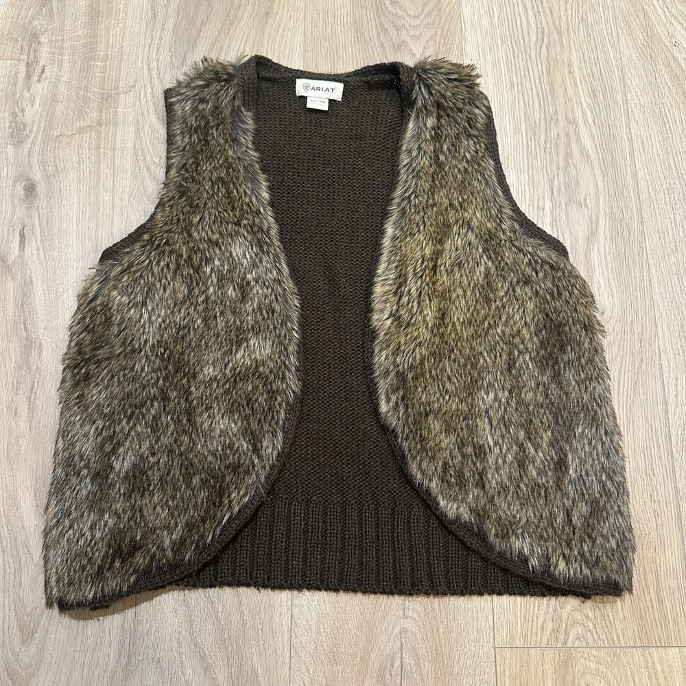 Ariat Adult Womens Faux Fur Short Vest Western Cowgirl Festival Open Front XXL